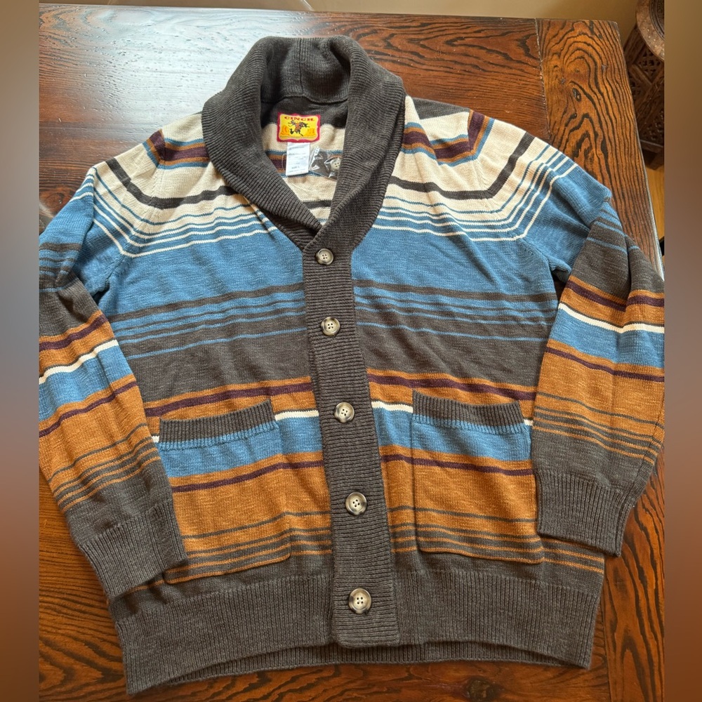 Cinch striped knit cardigan